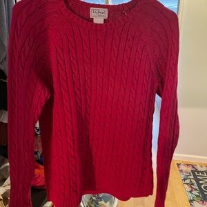 L.L. Bean Women's Vibrant Red Cable Knit Sweater
